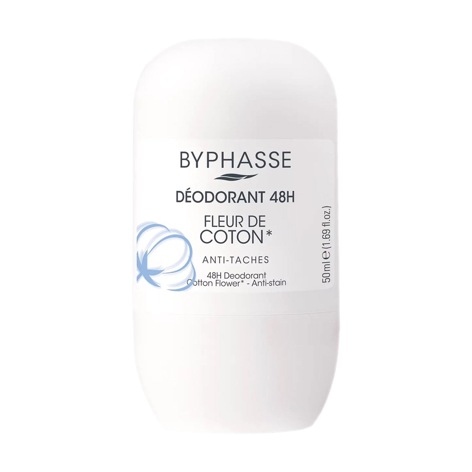 Кульковий дезодорант Byphasse 48H Deodorant Квіти бавовни, жіночий, 50 мл